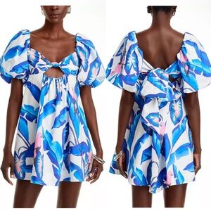 FARM Rio Blue and Pink Floral Mini Dress